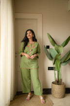 Premium Embroidered Cotton Slub Co-ord Set