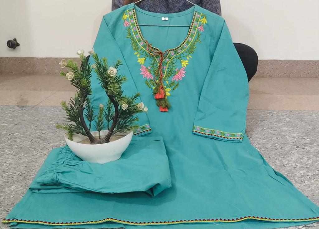 Premium Embroidered Cotton Slub Co-ord Set