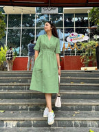Cotton Slub Summer Kurti with Dori Tassels Pocket