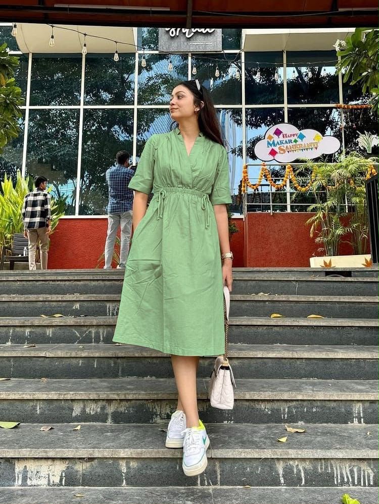 Cotton Slub Summer Kurti with Dori Tassels Pocket