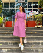 Cotton Slub Summer Kurti with Dori Tassels Pocket