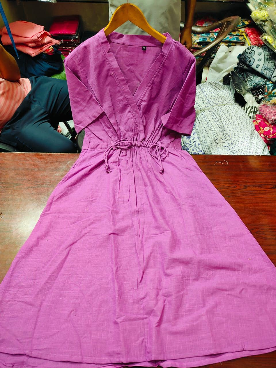 Cotton Slub Summer Kurti with Dori Tassels Pocket