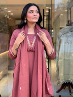 Pure Cotton Embroidered A-Line Suit Set with Malmal Dupatta