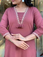 Pure Cotton Embroidered A-Line Suit Set with Malmal Dupatta