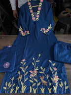 Premium Heavy Cotton Embroidered Kurti Set with Dupatta