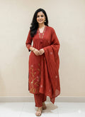 Premium Heavy Cotton Embroidered Kurti Set with Dupatta