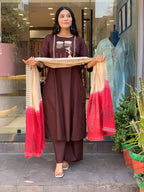 Dreamy Cotton A-Line Embroidered Kurta Set