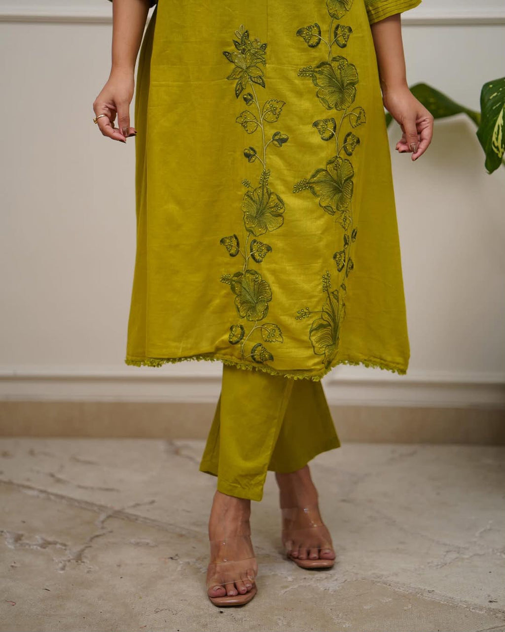 Elegant Pure Cotton Embroidered Kurta Suit Set