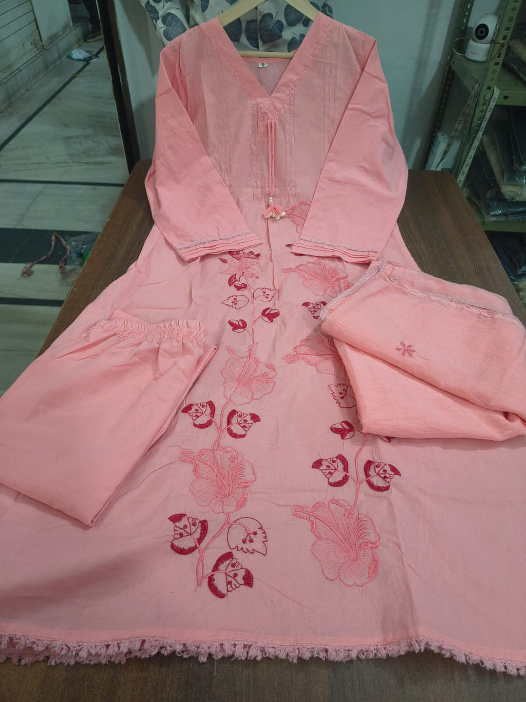Elegant Pure Cotton Embroidered Kurta Suit Set