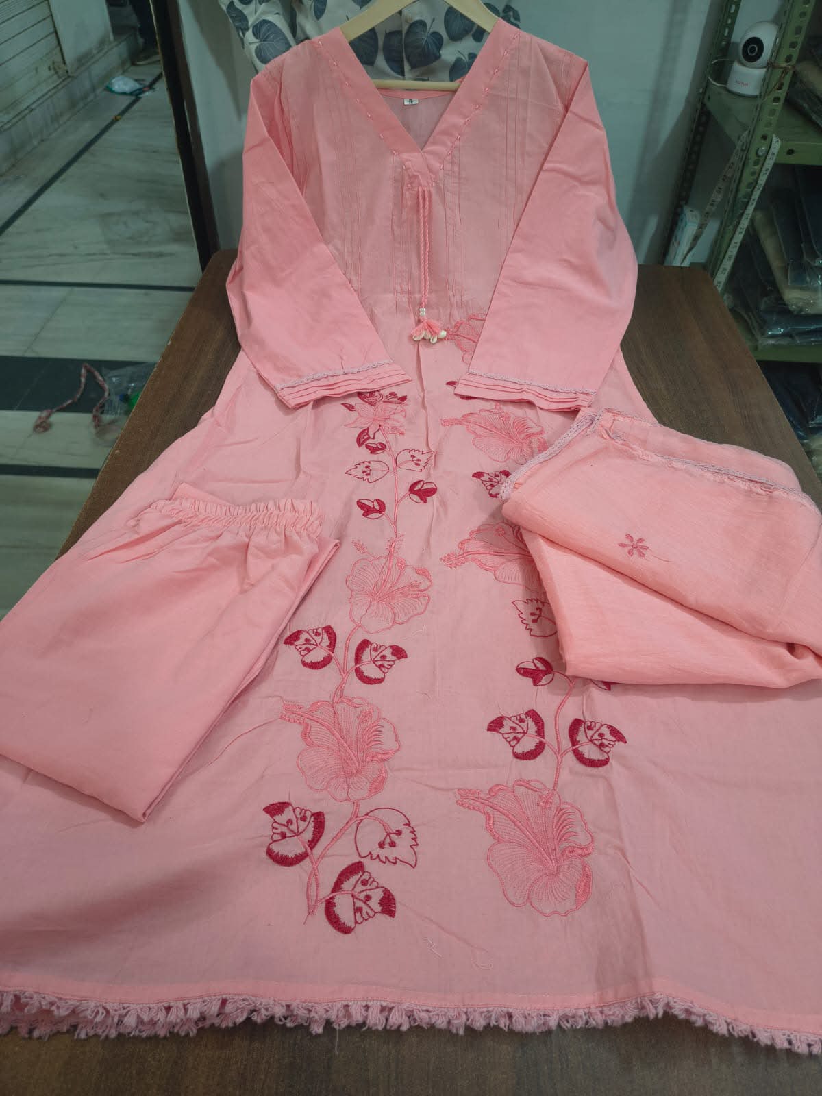 Elegant Pure Cotton Embroidered Kurta Suit Set