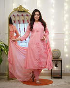 Elegant Pure Cotton Embroidered Kurta Suit Set