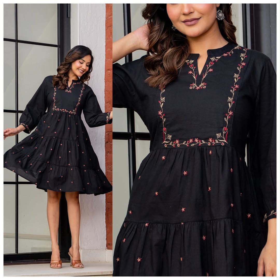 ✨ Beautiful Cotton Embroidered Midi Dress