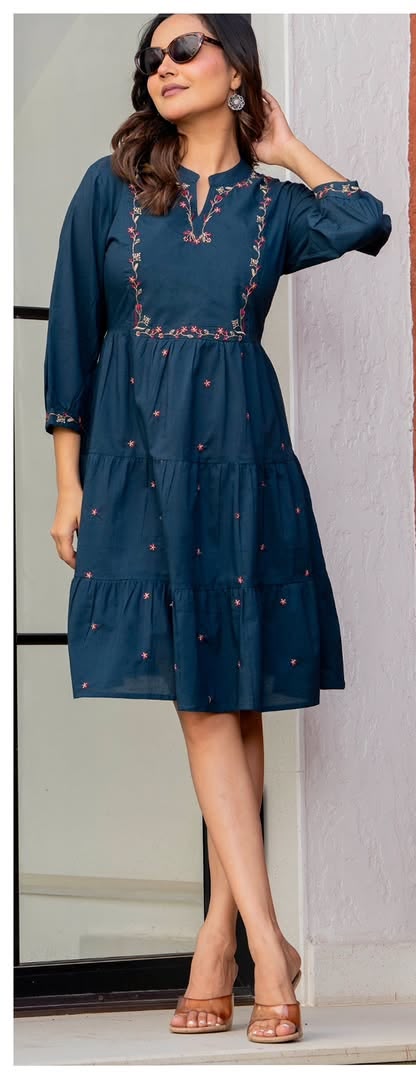 ✨ Beautiful Cotton Embroidered Midi Dress