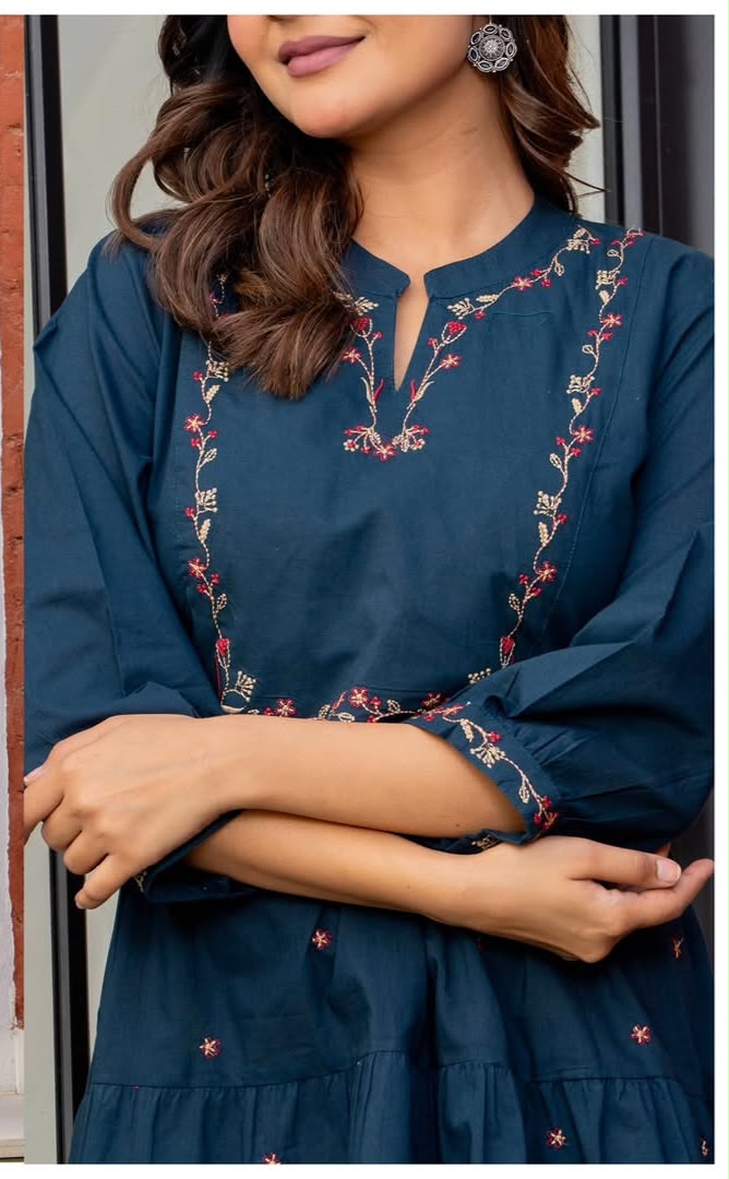 ✨ Beautiful Cotton Embroidered Midi Dress