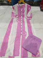 Premium Floral Fine Cotton A-Line Co-ord Set (Kurti with Palazzo/Pant)