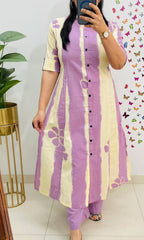Premium Floral Fine Cotton A-Line Co-ord Set (Kurti with Palazzo/Pant)