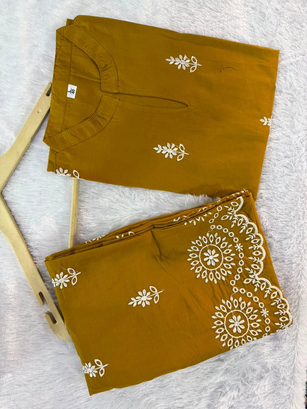 Elegance in Hand-Block: Cotton Hand-Embroidered Co-Ord Set