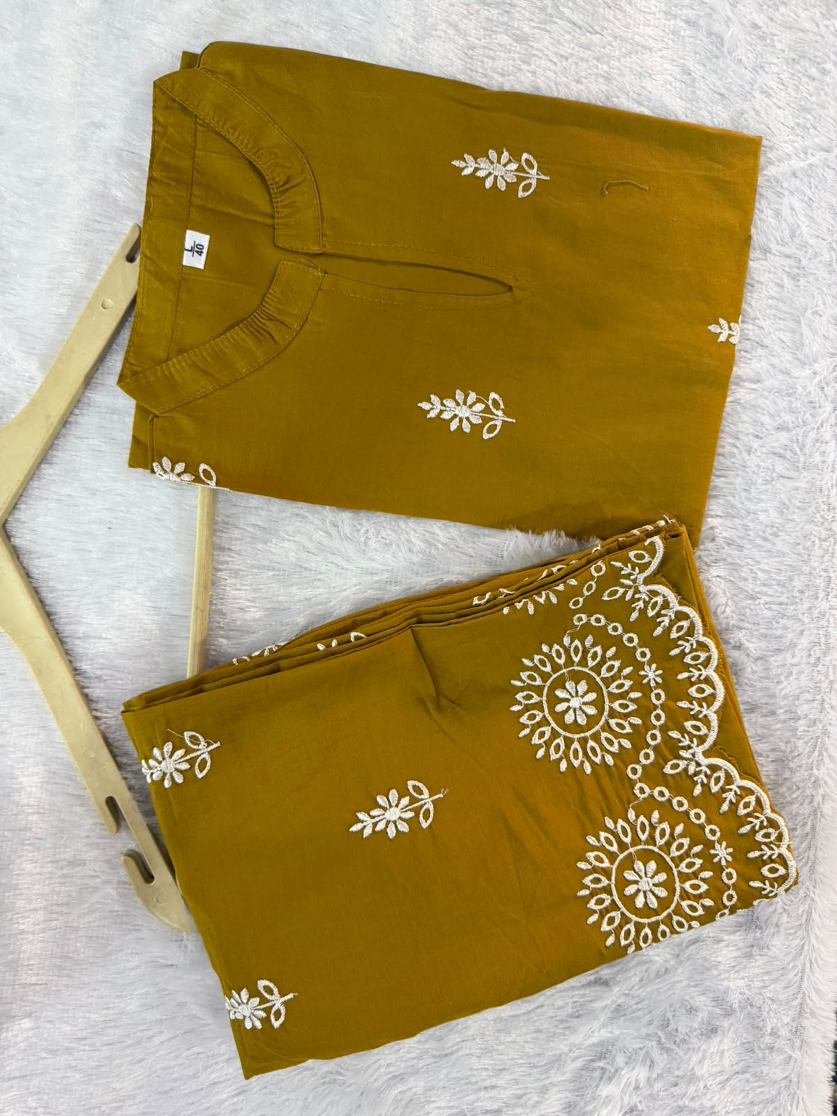 Elegance in Hand-Block: Cotton Hand-Embroidered Co-Ord Set