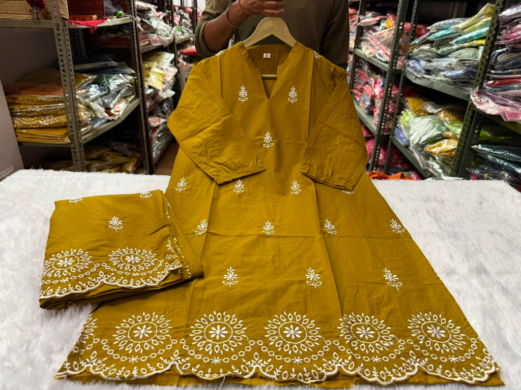 Elegance in Hand-Block: Cotton Hand-Embroidered Co-Ord Set