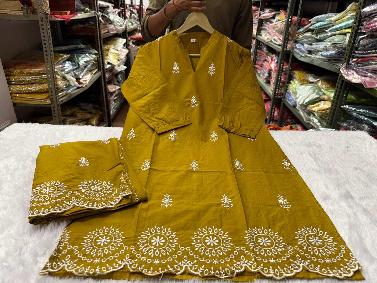 Elegance in Hand-Block: Cotton Hand-Embroidered Co-Ord Set