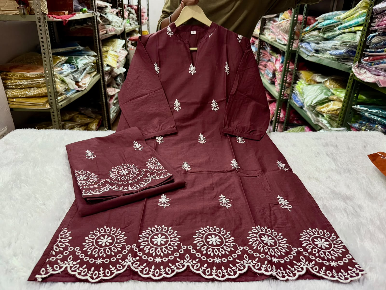 Elegance in Hand-Block: Cotton Hand-Embroidered Co-Ord Set