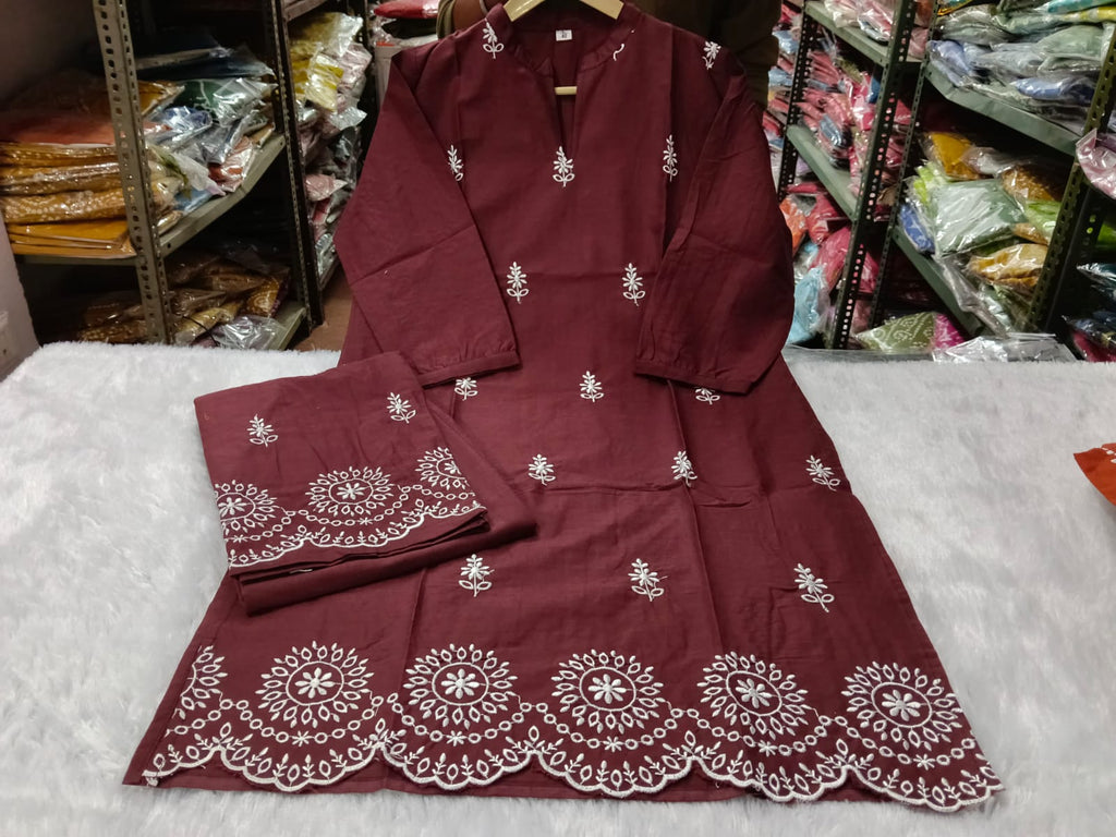 Elegance in Hand-Block: Cotton Hand-Embroidered Co-Ord Set