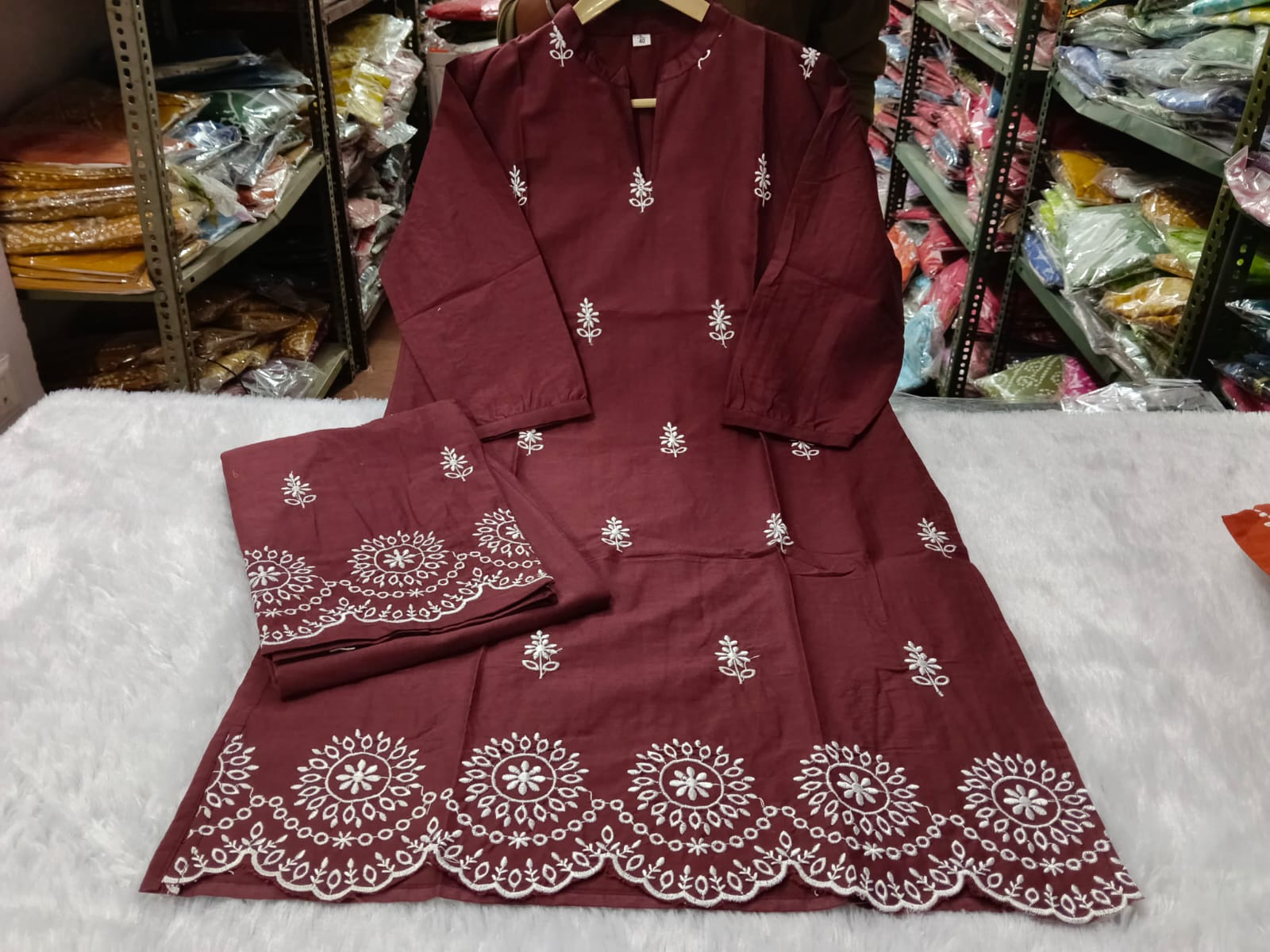 Elegance in Hand-Block: Cotton Hand-Embroidered Co-Ord Set