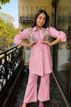 Women's Premium Cotton Embroidered Co-Ord Set with Pant (All Seasons)