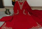 Pure Cotton Embroidered A-Line Kurta Set with Malmal Dupatta & Pants (3-Piece Set)