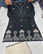 Elegant Pure Cotton 2-Piece Embroidered Co-Ord Set (Top & Bottom)
