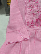Exquisite Floral Aari Work Kurta Pant Set with Mul Cotton Dupatta