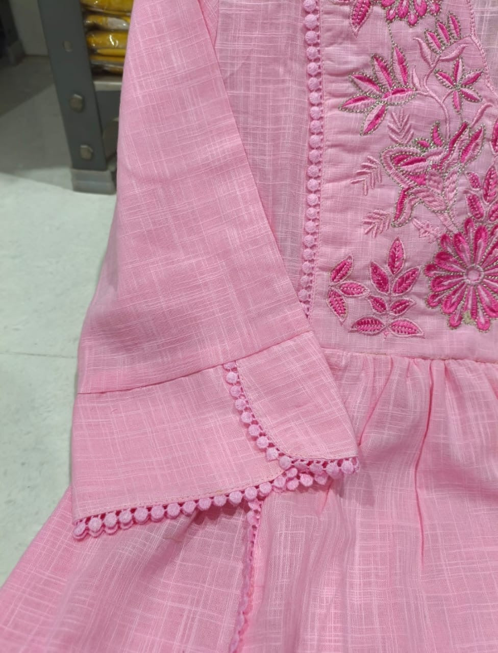 Exquisite Floral Aari Work Kurta Pant Set with Mul Cotton Dupatta