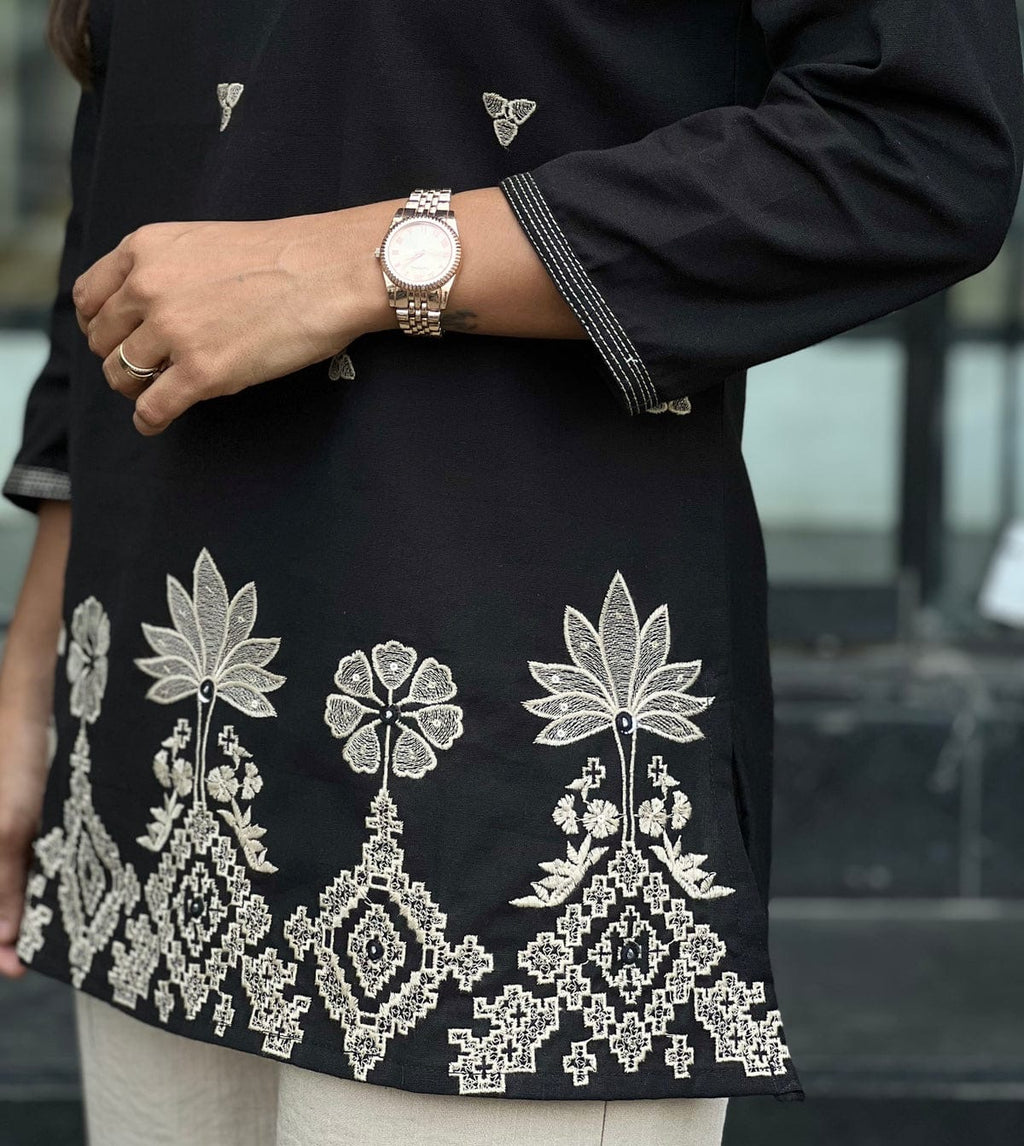 Elegant Pure Cotton 2-Piece Embroidered Co-Ord Set (Top & Bottom)