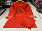 Women's All-Season Premium Cotton Embroidered Co-Ord Set with Pocket Palazzo