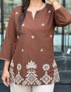 Elegant Pure Cotton 2-Piece Embroidered Co-Ord Set (Top & Bottom)