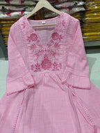 Exquisite Floral Aari Work Kurta Pant Set with Mul Cotton Dupatta