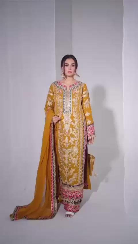 Premium Georgette Real Mirror and Embroidery ✨