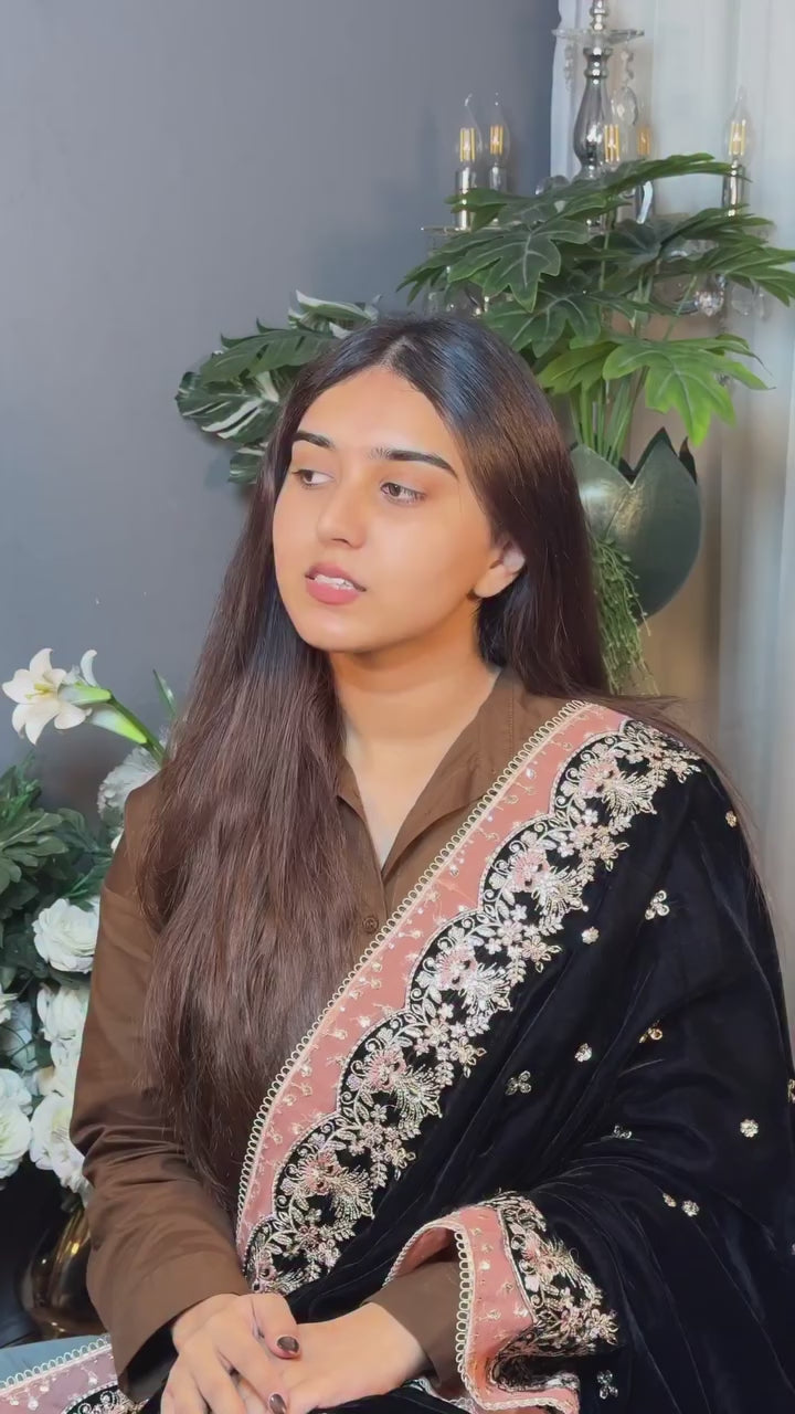 Silk Elegance: Sequined Embroidery Stitched Suit ✨