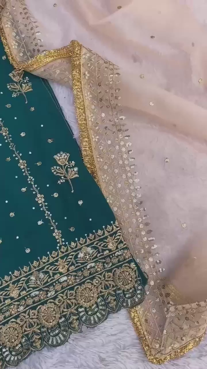 Georgette Heavy Sequence Work Unstiched Suit